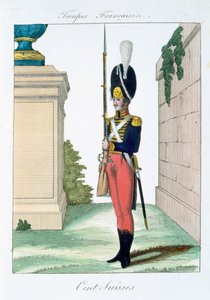 Schweizer Zenturio, aus Troupes Francaises, veröffentlicht bei Basset, Paris, um 1790 von French School