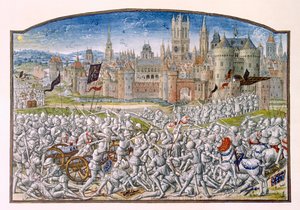 T.2 fol.287 Sieg der Einwohner von Gent unter der Führung von Philipp van Artevelde vor Brügge im Jahr 1381, aus Froissarts Chronik, 1472 von French School