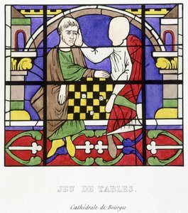 Tischspiel. Faksimile eines mittelalterlichen Glasfensters in „Histoire de la peinture sur verre“ von Ferdinand de Lasteyrie von French School