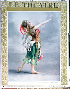 Tamara Platnovna Karsavina (1885-1978) als Der Feuervogel von Igor Strawinsky (1882-1971) vom Titelblatt des Magazins Le Theatre, Mai 1911 von French School