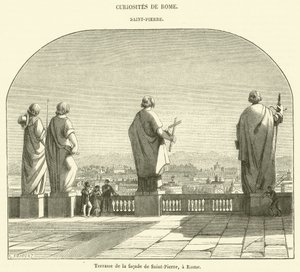 Terrasse der Fassade von Sankt Peter, Rom (Gravur) von French School