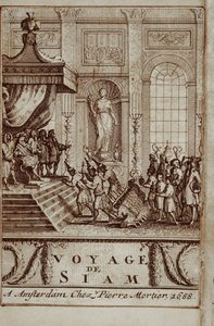 Thailändische Botschafter in Paris von Ludwig XIV. empfangen, Frontispiz zu Reise nach Siam von Guy Tachard, 1688