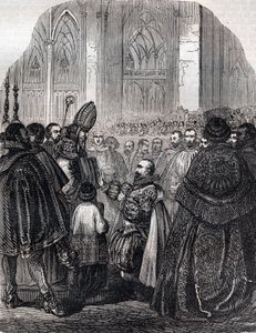 Die Abjuration von Heinrich IV., König von Frankreich in Saint Denis am 25. Juli von French School