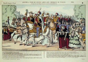 Die Ankunft von Sultan Abd al-Aziz (1830-76) in Paris im Jahr 1867 von French School