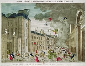 Der versuchte Mordanschlag auf Napoleon Bonaparte in der Rue Saint-Nicaise, Paris, 24. Dezember 1800 von French School