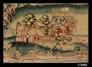 Die Schlacht von Jarnac, das Treffen der beiden Armeen am 13. März 1569 (Detail) von French School