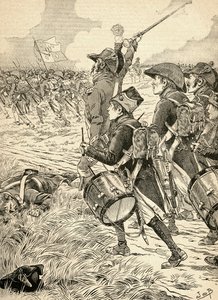 Die Schlacht von Marengo, Italien im Jahr 1800, zwischen den französischen Truppen unter Napoleon Bonaparte und den Österreichern. Aus Agenda Buvard du Bon Marché, veröffentlicht 1917. von French School