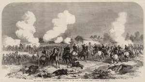 Die Schlacht von Solferino, Generäle Niel und Vinoy auf dem Bauernhof von Quagliara (Gravur) von French School