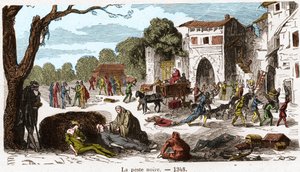 Die Schwarze Pest im Jahr 1348. Gravur in "Histoire De France En Cent Tableaux" von Paul Lehugeur, 1891. von French School