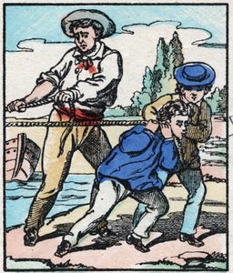 Der Bootsmann. Gravur in „La chanson des metier“. Epinal, Ende des 19. Jahrhunderts. Private Sammlung von French School