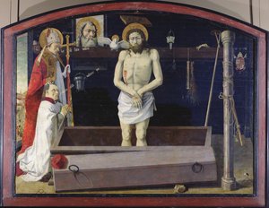 Der Boulbon-Altar: Die Dreifaltigkeit mit einem Stifter, präsentiert von St. Agricol, Provence-Schule von French School