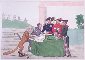 Die Kapitulation, Karikatur von Charles Maurice de Talleyrand-Perigord (1754-1838), 30. März 1814