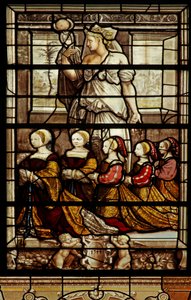 Das Nordfenster der Kapelle: St. Agatha mit den Töchtern von Anne de Montmorency von French School
