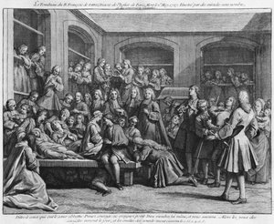 Die Konvulsionäre des Pfarrfriedhofs Saint-Médard in Paris, Illustration aus La verite des miracles de M. de Paris... von Louis Basile Carré de Montgeron, 1737