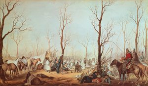 Die Kosaken auf den Champs-Élysées, 1815 (Aquarell auf Papier)
