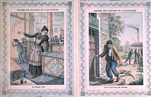 Die Gefahren des Alkoholismus, Titelblatt eines Schulheftes, um 1900