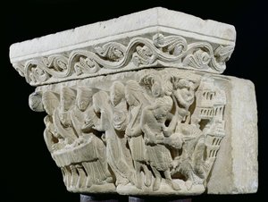 Der Tod von Johannes dem Täufer, Relief von einem Kapitell von French School
