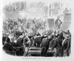 Die Kriegserklärung von 1870: Sitzung vom 15. Juli im Senat - in „Le Monde Illustré“