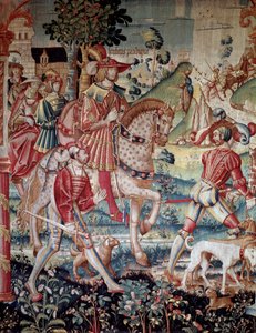 Die Abreise des verlorenen Sohnes Tapisserie aus Wolle und Seide, hergestellt in Tournai um 1520. Paris, Nationalmuseum des Mittelalters, Thermes de Cluny