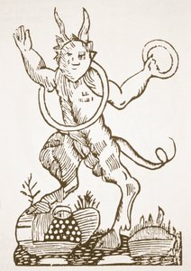 Der Teufel zeigt versteckte Schätze, Kopie einer Illustration aus Le Veritable Dragon Rouge, Lille 1521, verwendet in einer Geschichte der Magie, veröffentlicht Ende des 19. Jahrhunderts von French School