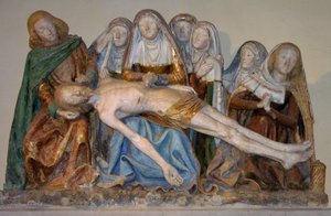 Die Grablegung, 1490 (bemalter Stein) (Detail)