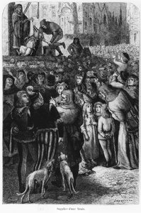 Die Hinrichtung der Sau von Falaise, Illustration aus The Man and the Beast von A. Mangin, 1872 von French School