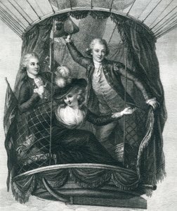 Der erste Ballonaufstieg in England, 15. September 1784, aus Wunderbare Ballonaufstiege oder die Eroberung des Himmels, von Fulgence Marion, veröffentlicht ca. 1870