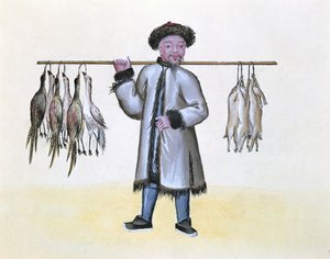 Der Wildhändler, aus einem Buch über die Straßenrufe von Peking, um 1785