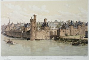 Das Hôtel und der Turm von Nesles im Jahr 1380 - in „Paris durch die Jahrhunderte“, spätes 19. Jahrhundert von French School