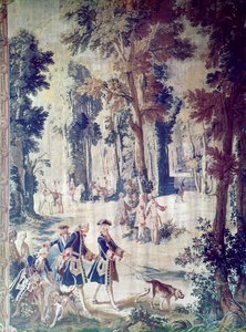 Die Jagd von Ludwig XV., Wandteppich, Mitte des 18. Jahrhunderts von French School