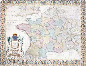 Das Königreich Frankreich in lokale Regierungen unterteilt, 1751 von French School