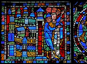 Das Leben Christi Fenster: Flucht nach Ägypten - die Einwohner Jerusalems begrüßen die Rückkehr von French School