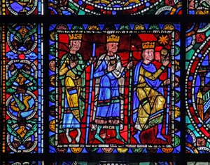 Das Leben Christi Fenster: Die Anbetung der Weisen (mit dem nächsten Panel)