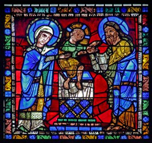 Das Leben Christi Fenster: Die Darstellung im Tempel