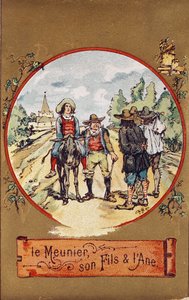 Der Müller, sein Sohn und der Esel, ca. 1880 (farbige Gravur)