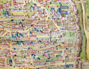 Die Montagne Sainte-Genevieve, Detail aus dem Plan von Paris um 1540, genannt Plan de la Gouache, ca. 1860 von French School