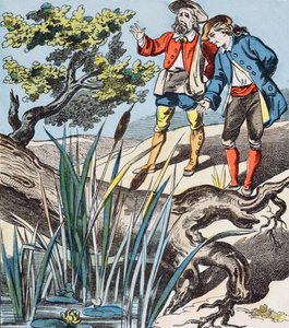 Die Eiche und das Schilfrohr, Illustration aus den Fabeln von La Fontaine