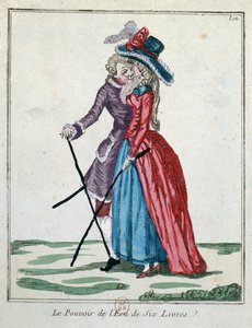 Die Macht der silbernen Krone von sechs Pfund, Ende des 18. Jahrhunderts (Farbstich) von French School