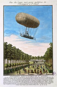 Das Robert-Luftschiff über Saint Cloud, Paris, 15. Juli 1784 von French School
