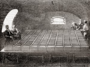 Die elektrische Batterie der Royal Institution, aus Les Merveilles de la Science, veröffentlicht 1870