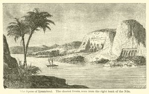 Der Speos von Ipsamboul, die freigelegten Fronten, von der rechten Nilseite gesehen von French School
