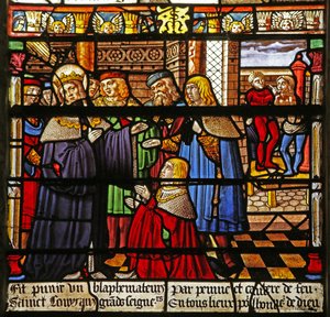 Das Fenster des Heiligen Ludwig: Die Bestrafung eines Gotteslästerers von French School