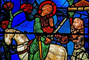 Das St. Martin Fenster: Der Heilige teilt seinen Mantel von French School