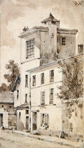 Der Turm, in dem Louis-Jacques Daguerre seine Entdeckungen machte von French School