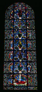 Der Baum Jesse, Lanzettenfenster in der Westfassade (Buntglas)