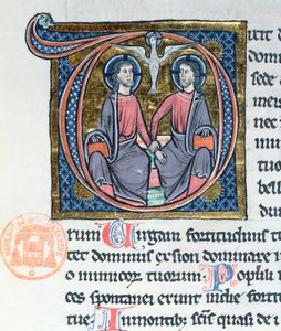 Die Dreifaltigkeit, illuminierte Initiale aus einer lateinischen Bibel