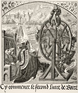 Das Rad des Schicksals, aus Wissenschaft und Literatur im Mittelalter von Paul Lacroix, veröffentlicht in London 1878 von French School