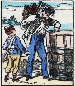 Der Winzer. Gravur in „La chanson des métiers“. Epinal-Bild, Ende des 19. Jahrhunderts. Private Sammlung.