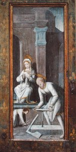 Die Werkstatt in Nazareth, rechte Tafel eines Triptychons von French School