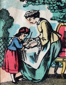 Die Tätigkeiten für Mädchen aus guten Familien: Lesestunde - Epinal-Bild - 19. Jahrhundert von French School